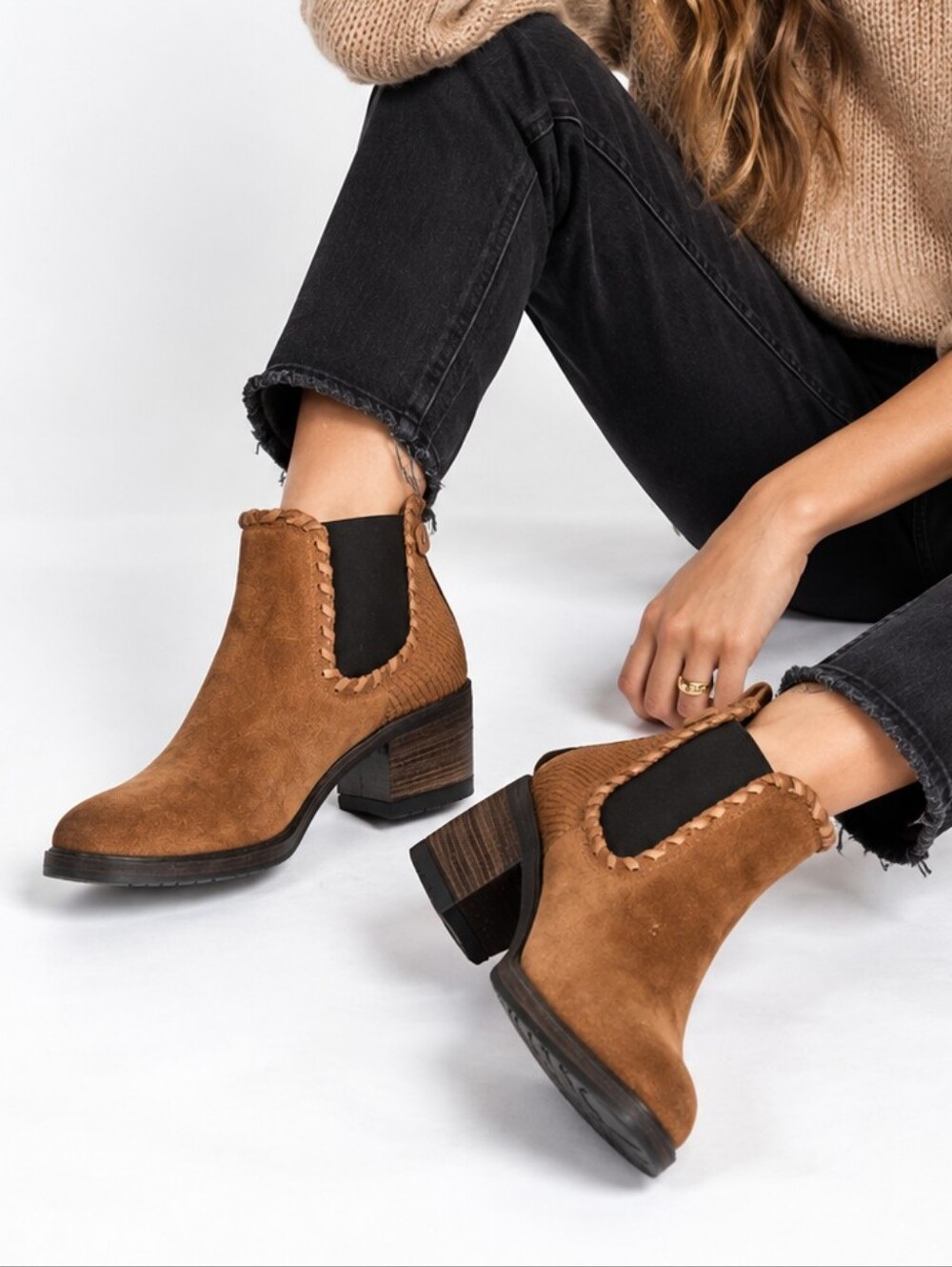 Mark Jenkins Suede Tan Pull-on Booties